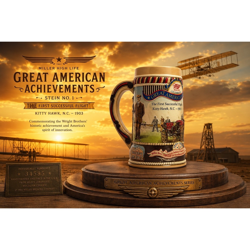 Miller High Life Great American Achievements Stein No 1 Wright Brothers 1986